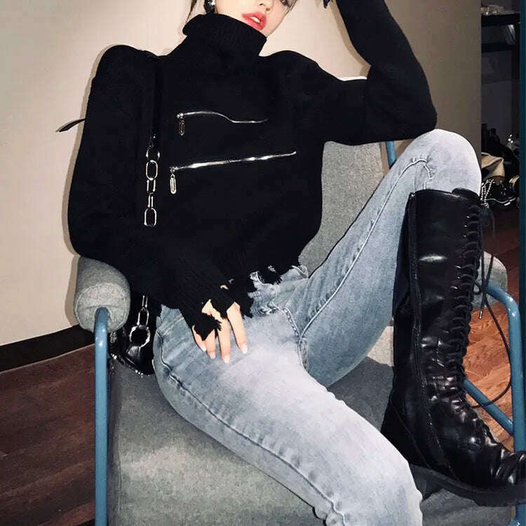 Sweater Women Turtleneck Pullovers Long Sleeve Solid Stretch Korean Top Knit 2022 Autumn Winter Casual Female Short Sweaters - Image 5