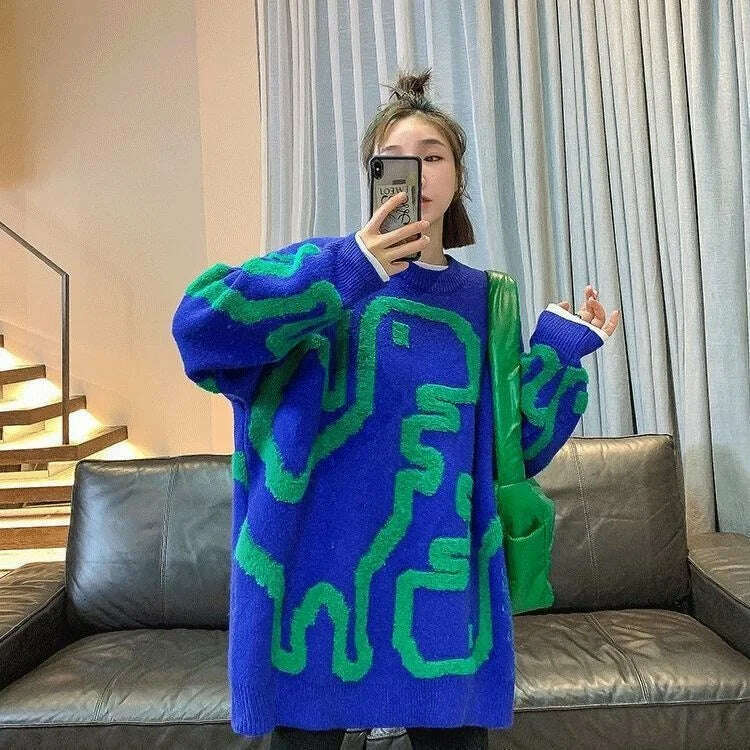 Towel Embroidery Thickened Sweater Women's 2023 Winter New Korean Version Thickened Loose Round Neck Medium Long Coat Knitwear - Image 3