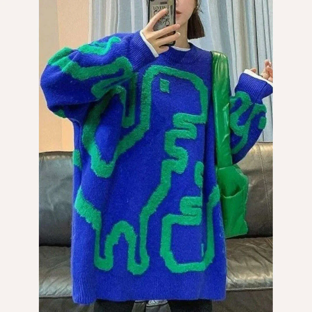 Towel Embroidery Thickened Sweater Women's 2023 Winter New Korean Version Thickened Loose Round Neck Medium Long Coat Knitwear - Image 5