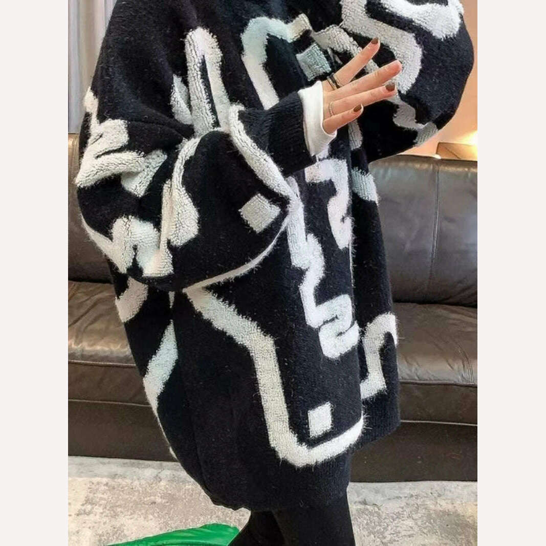 Towel Embroidery Thickened Sweater Women's 2023 Winter New Korean Version Thickened Loose Round Neck Medium Long Coat Knitwear - Image 7