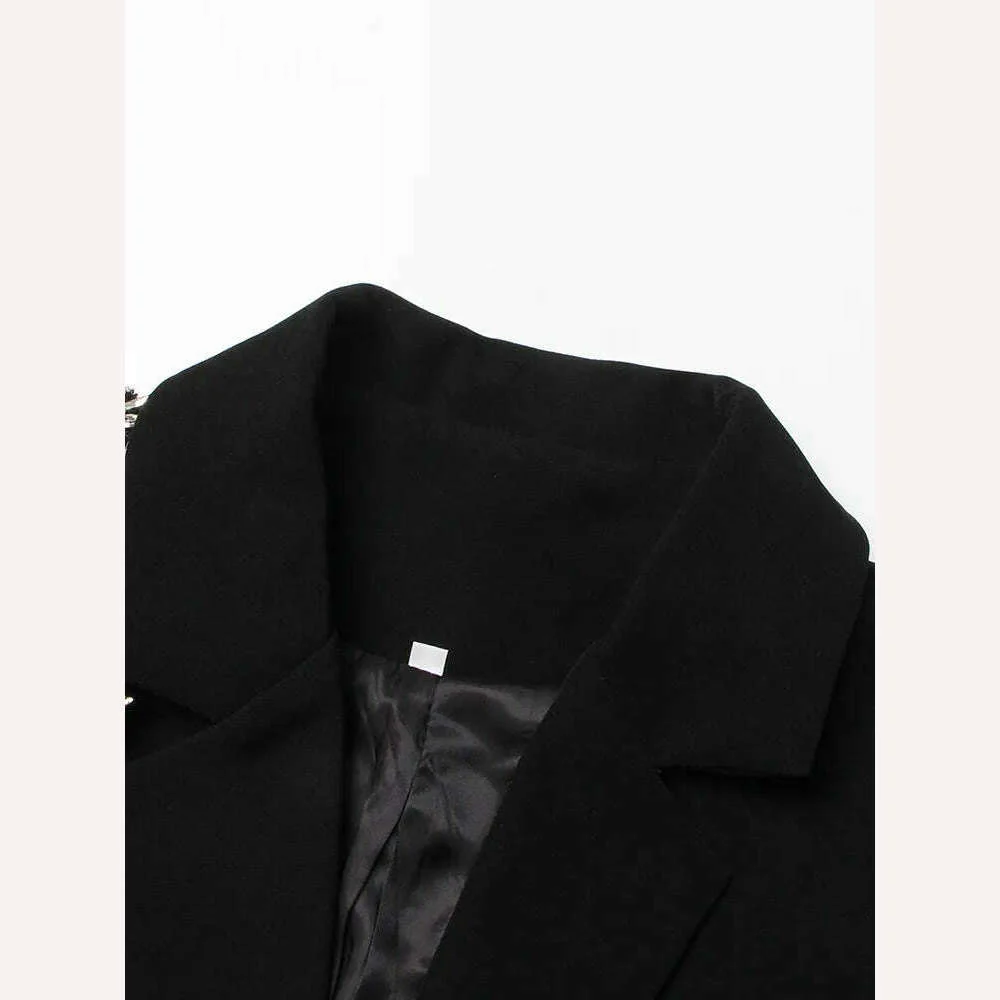 TWOTWINSTYLE Autumn Slim Blazers For Women Notched Collar Long Sleeve Patchwork Diamonds Chic Style Blazer Female Fashion 2023 - Image 7
