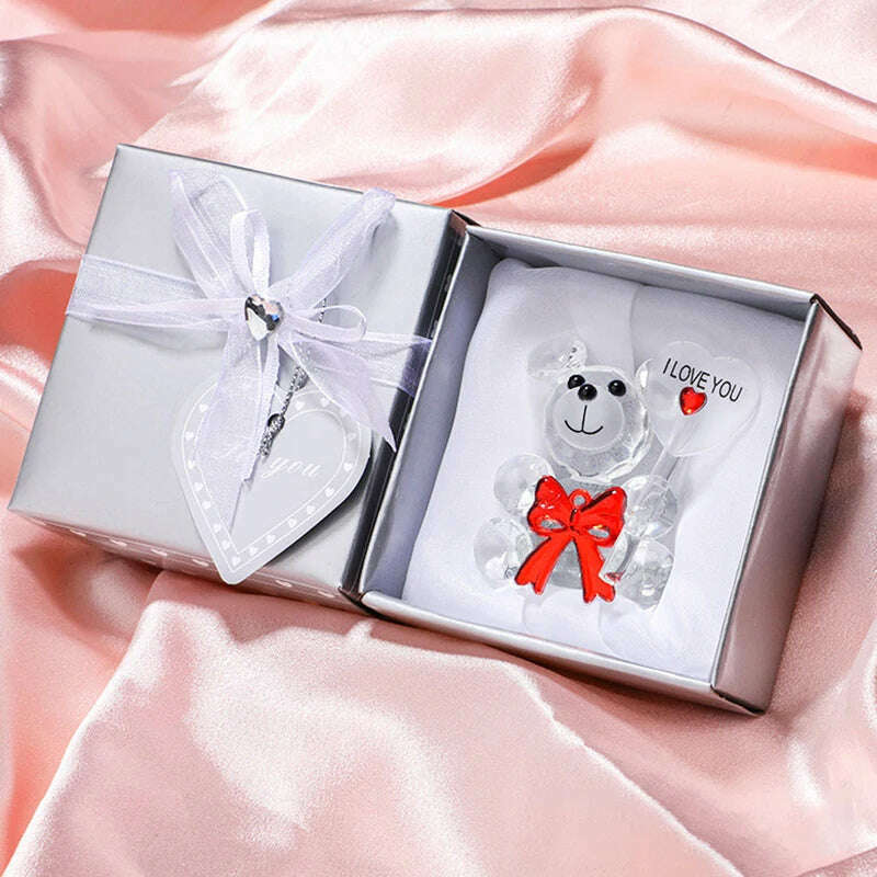 Valentines Day Gift I Love You Crystal Bear Artificial Rose Flowers Teacher Mothers Day Wedding Birthday Party Gifts for guests - Image 3