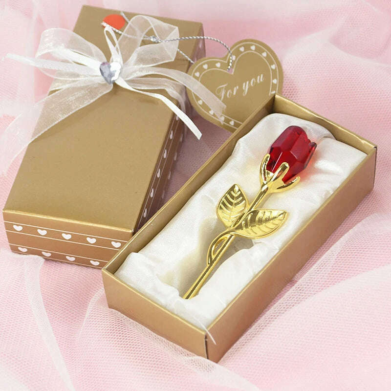 Valentines Day Gift I Love You Crystal Bear Artificial Rose Flowers Teacher Mothers Day Wedding Birthday Party Gifts for guests - Image 6