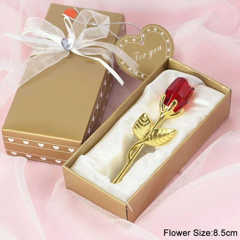 Valentines Day Gift I Love You Crystal Bear Artificial Rose Flowers Teacher Mothers Day Wedding Birthday Party Gifts for guests - Image 9