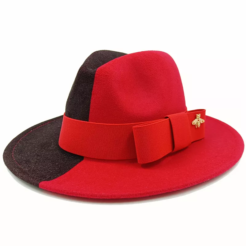 Wholesale Fedora hats Winter round concave convex surface flat top bow elastic ribbon men's and women's felt jazz hats Fedora - Image 30