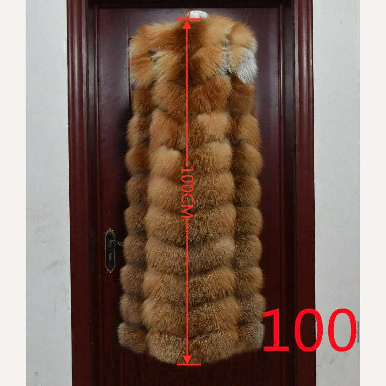Winter Red Fox Fur Vest Female Real Extended Long Women Red Fox Fur Waistcoat Natural Fox Fur Waistcoat Long Free Shipping - Image 10