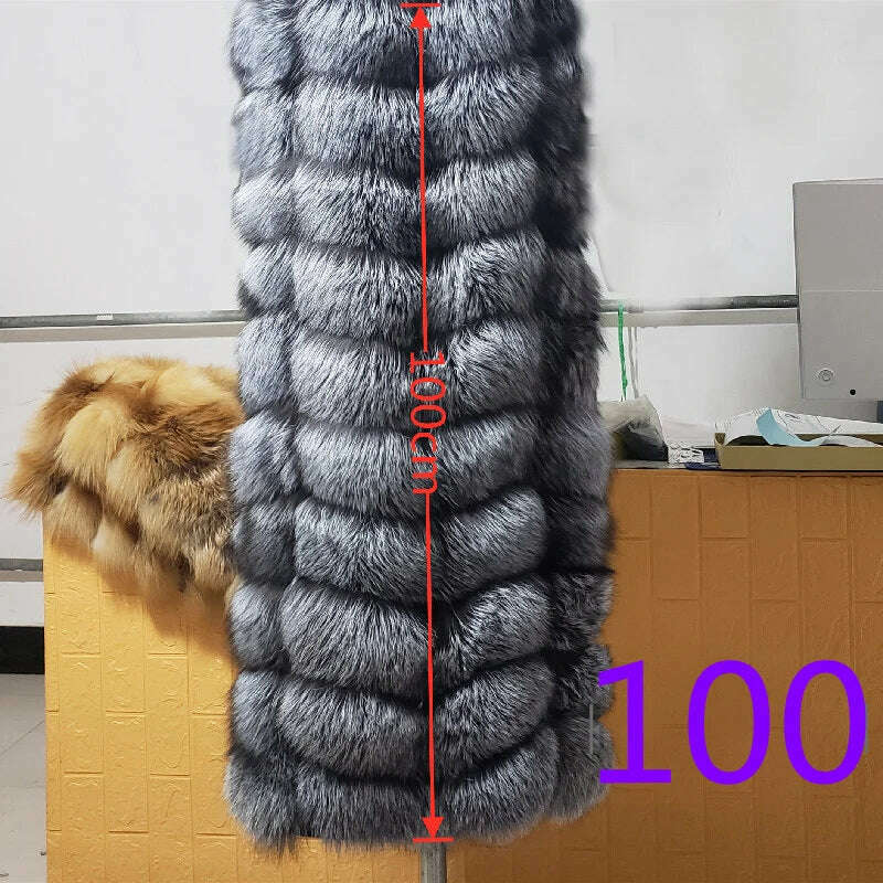 Winter Red Fox Fur Vest Female Real Extended Long Women Red Fox Fur Waistcoat Natural Fox Fur Waistcoat Long Free Shipping - Image 12