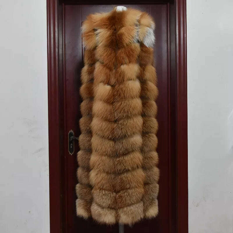 Winter Red Fox Fur Vest Female Real Extended Long Women Red Fox Fur Waistcoat Natural Fox Fur Waistcoat Long Free Shipping - Image 13