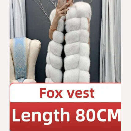Winter Red Fox Fur Vest Female Real Extended Long Women Red Fox Fur Waistcoat Natural Fox Fur Waistcoat Long Free Shipping - Image 4