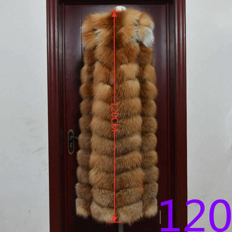 Winter Red Fox Fur Vest Female Real Extended Long Women Red Fox Fur Waistcoat Natural Fox Fur Waistcoat Long Free Shipping - Image 5