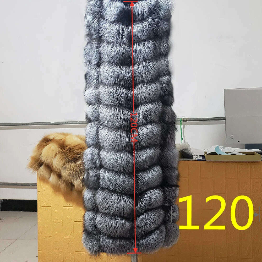 Winter Red Fox Fur Vest Female Real Extended Long Women Red Fox Fur Waistcoat Natural Fox Fur Waistcoat Long Free Shipping - Image 6