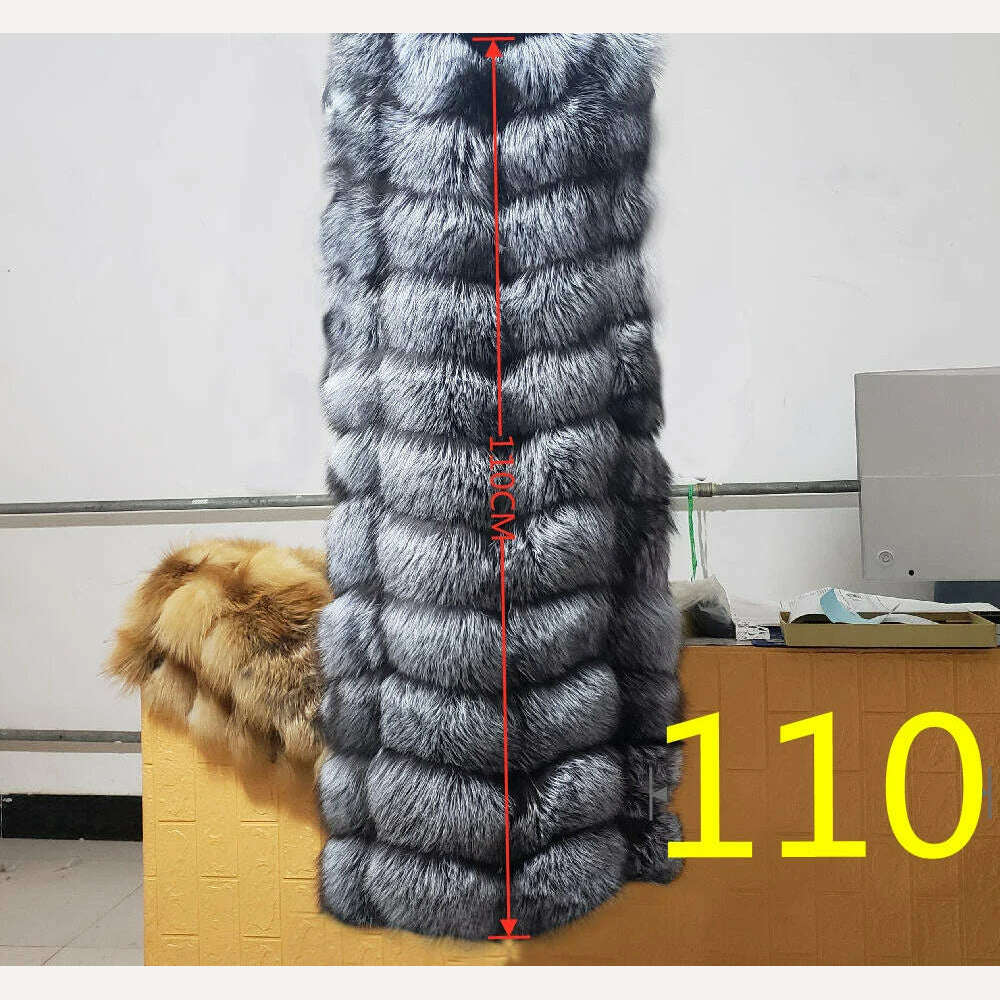 Winter Red Fox Fur Vest Female Real Extended Long Women Red Fox Fur Waistcoat Natural Fox Fur Waistcoat Long Free Shipping - Image 7