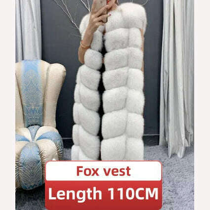 Winter Red Fox Fur Vest Female Real Extended Long Women Red Fox Fur Waistcoat Natural Fox Fur Waistcoat Long Free Shipping - Image 8