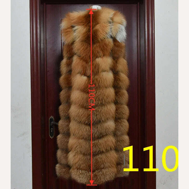Winter Red Fox Fur Vest Female Real Extended Long Women Red Fox Fur Waistcoat Natural Fox Fur Waistcoat Long Free Shipping - Image 9