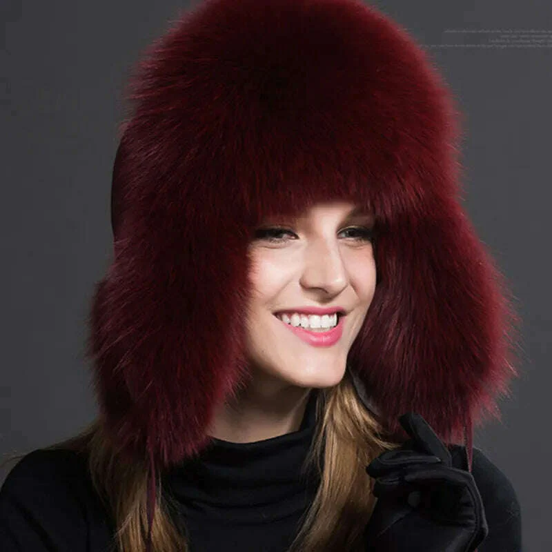 Women Natural Raccoon Fur Caps Ushanka Hats for Winter Thick Warm Ears Fashion Bomber Pom Pom Hat Lady Real Fox Fur Cap Pompon - Image 19