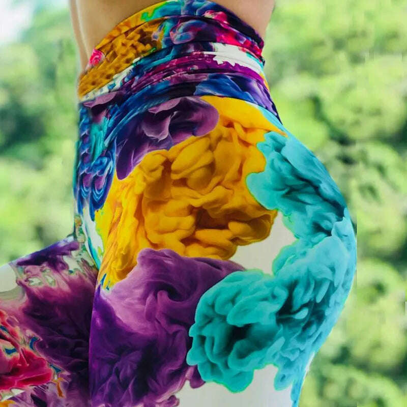 Women Yoga Sports Pants Push Up Pencil Pants Workout Water Droplets Leggings Fitness Print Gym Leggings Elastic Slim Pants Tight - Image 10