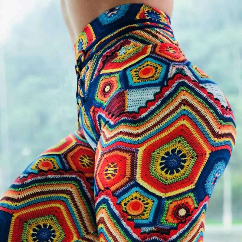 Women Yoga Sports Pants Push Up Pencil Pants Workout Water Droplets Leggings Fitness Print Gym Leggings Elastic Slim Pants Tight - Image 14