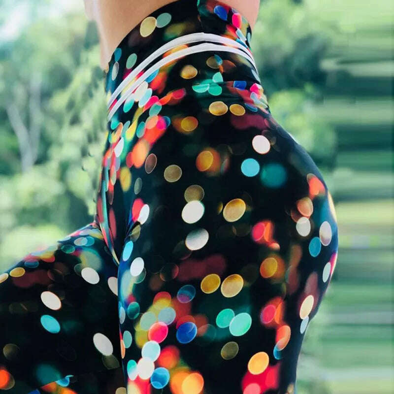Women Yoga Sports Pants Push Up Pencil Pants Workout Water Droplets Leggings Fitness Print Gym Leggings Elastic Slim Pants Tight - Image 9