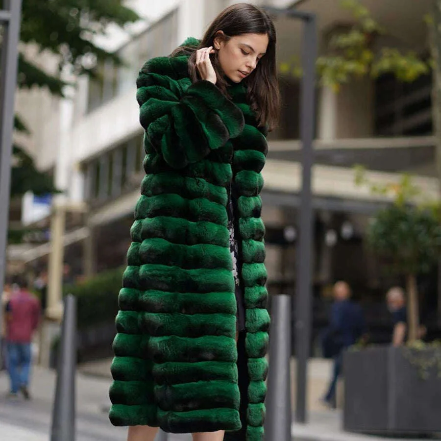 Women's Long Winter Coat Chinchilla Luxury Real Rex Rabbit Fur Coats For Women Fur Coat Women Warm Best Seller - Image 10