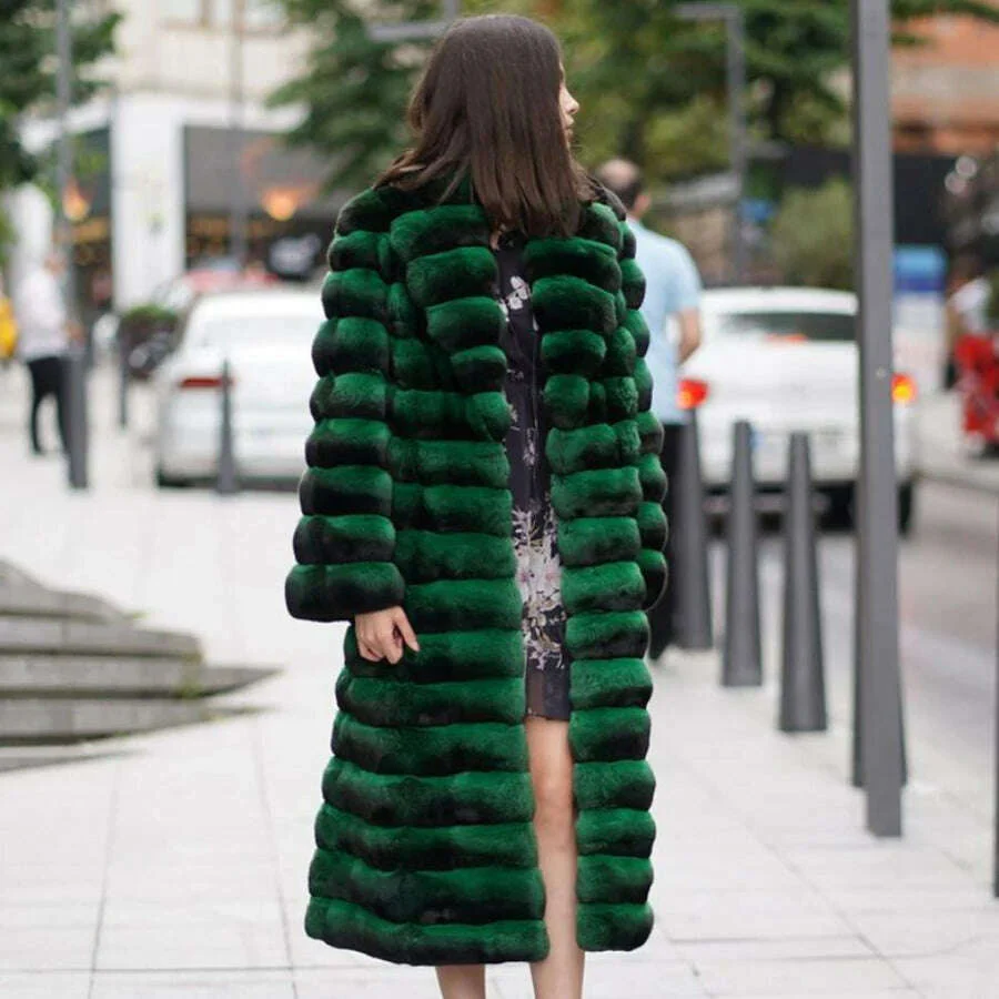Women's Long Winter Coat Chinchilla Luxury Real Rex Rabbit Fur Coats For Women Fur Coat Women Warm Best Seller - Image 11
