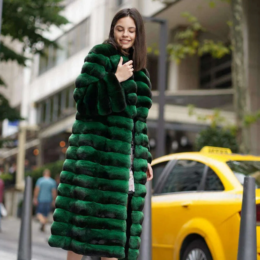 Women's Long Winter Coat Chinchilla Luxury Real Rex Rabbit Fur Coats For Women Fur Coat Women Warm Best Seller - Image 12
