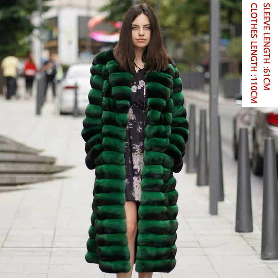 Women's Long Winter Coat Chinchilla Luxury Real Rex Rabbit Fur Coats For Women Fur Coat Women Warm Best Seller - Image 6