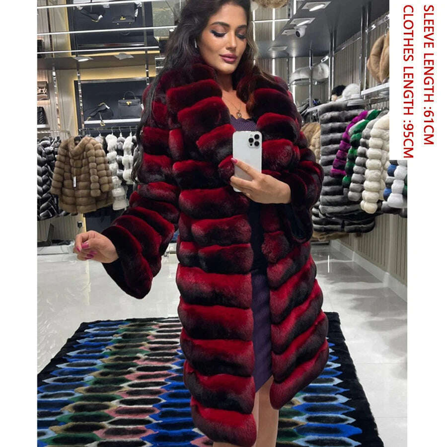 Women's Long Winter Coat Chinchilla Luxury Real Rex Rabbit Fur Coats For Women Fur Coat Women Warm Best Seller - Image 8