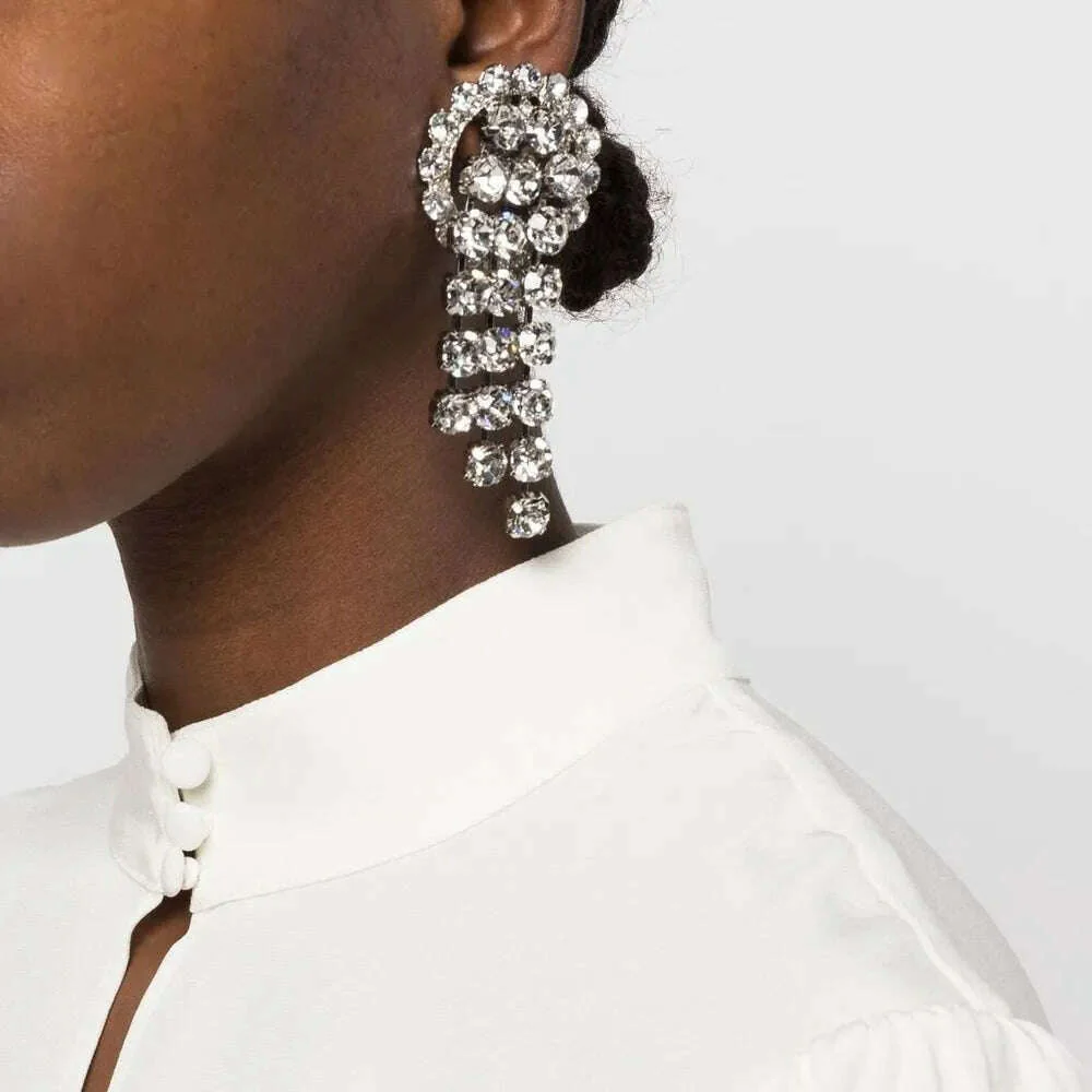 XSBDOY Fashion Tassel Crystal Clip Earrings Wedding Accessories Elegant Jewelry Rhinestone Ear Clip on Earrings No Piercing - Image 3